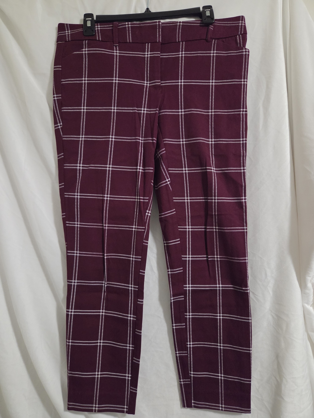 New York & Company Burgundy Plaid Ankle Pants